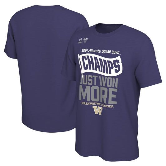 Youth Nike Purple Washington Huskies College Football Playoff 2024 Sugar Bowl Champions Locker Room T-Shirt