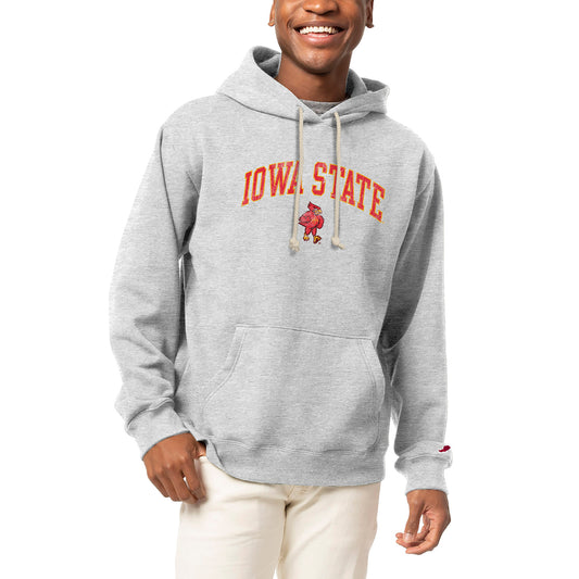 Men's League Collegiate Wear  Heather Gray Iowa State Cyclones Arch Over Logo Essentials Pullover Hoodie