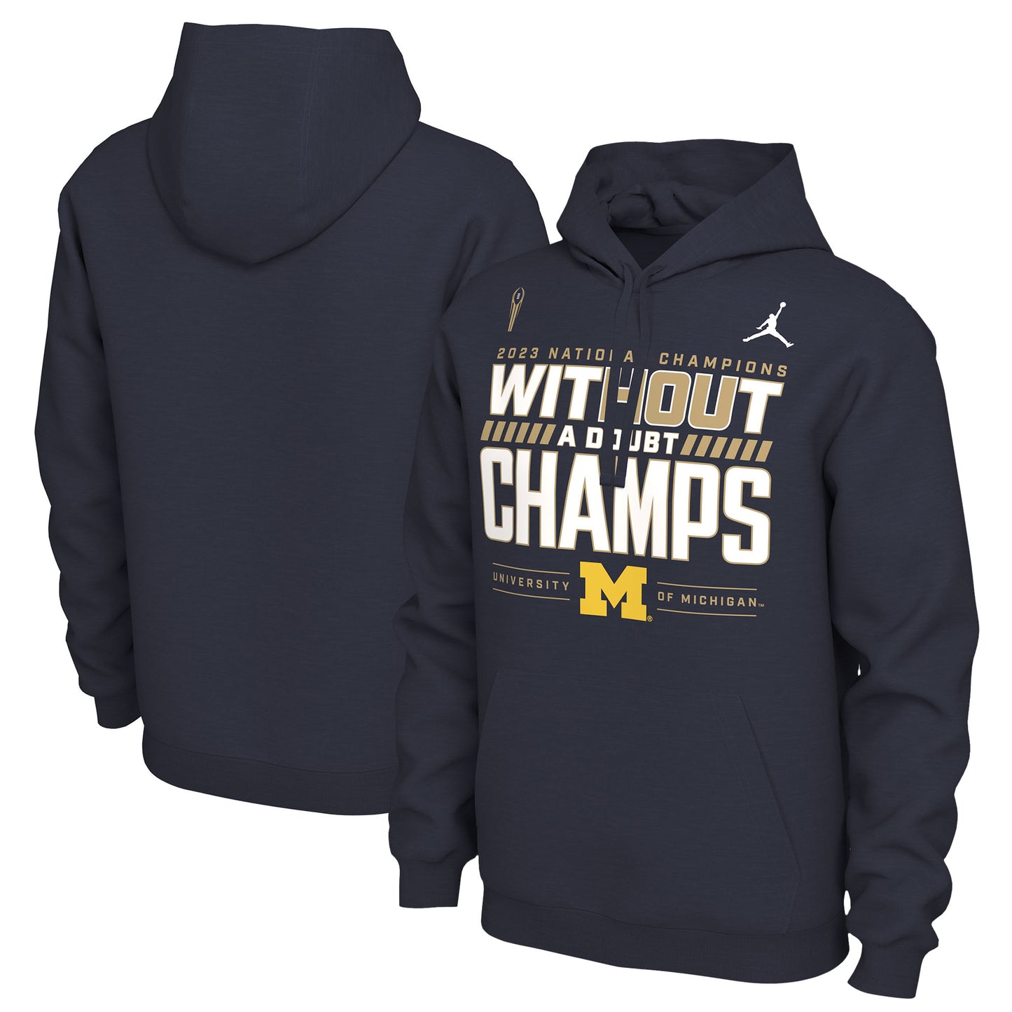Men's Jordan Brand Navy Michigan Wolverines College Football Playoff 2023 National Champions Locker Room Pullover Hoodie