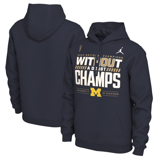 Men's Jordan Brand Navy Michigan Wolverines College Football Playoff 2023 National Champions Locker Room Pullover Hoodie