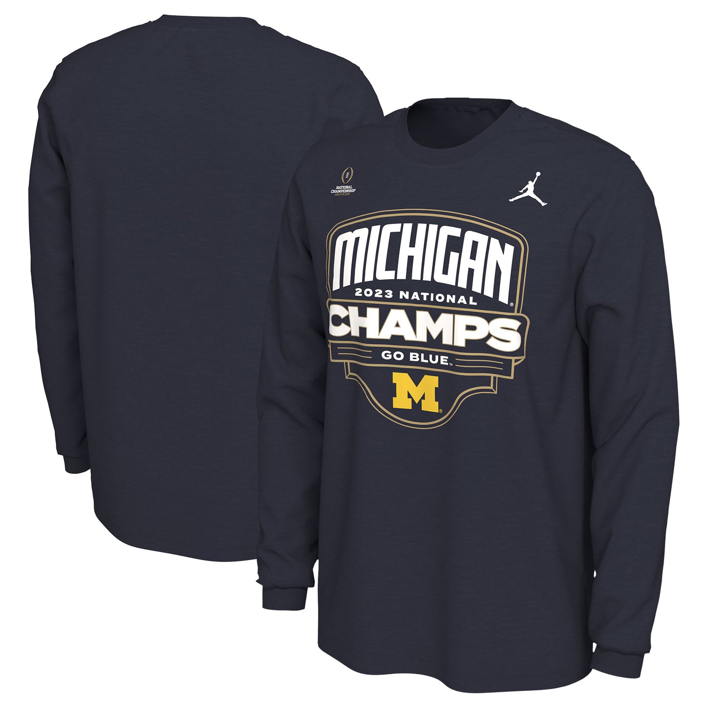 Men's Jordan Brand Navy Michigan Wolverines College Football Playoff 2023 National Champions Celebration Long Sleeve T-Shirt