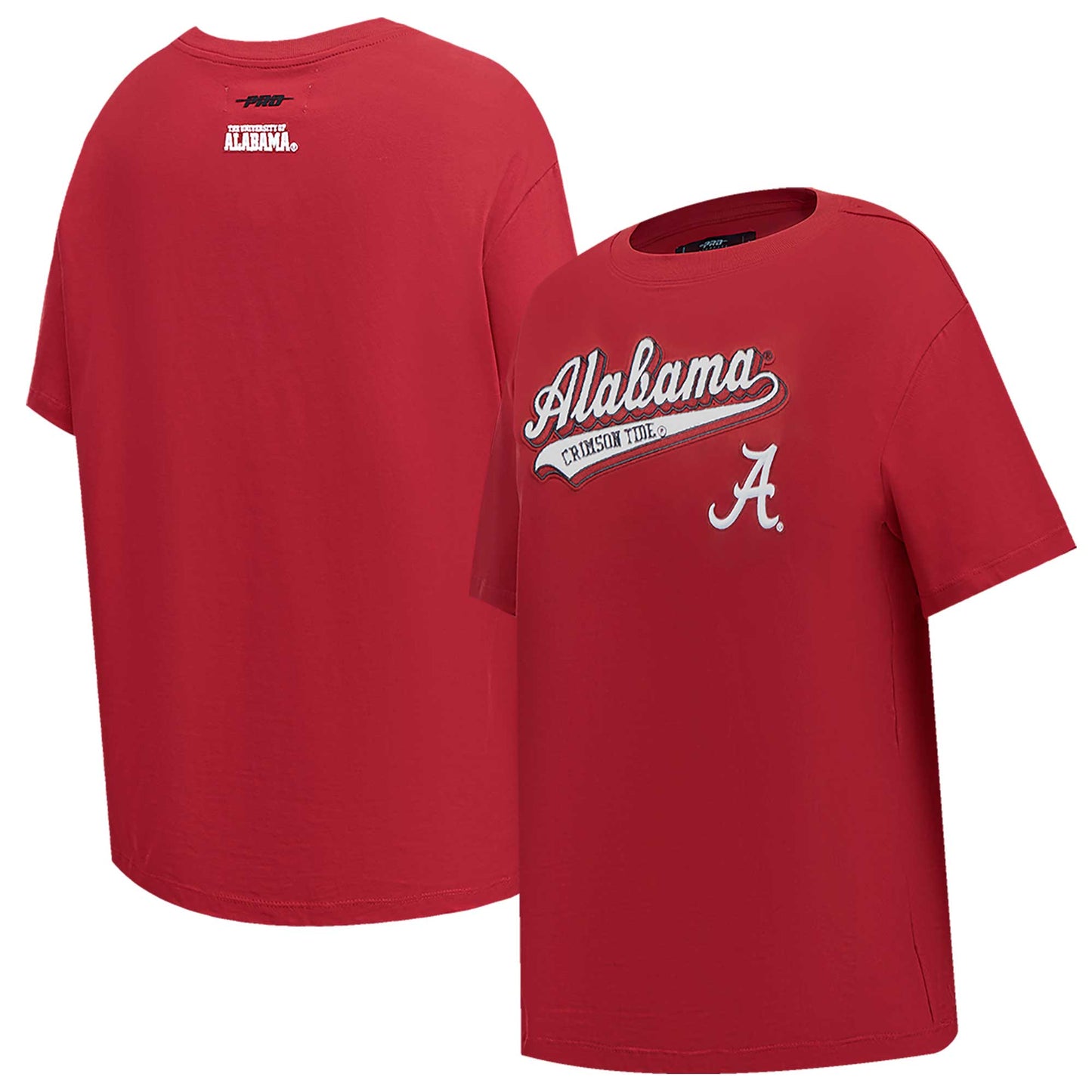 Women's Pro Standard Crimson Alabama Crimson Tide Script Tail Oversized Boyfriend T-Shirt