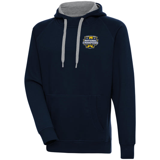 Men's Antigua Navy Michigan Wolverines College Football Playoff 2023 National Champions Victory Pullover Hoodie