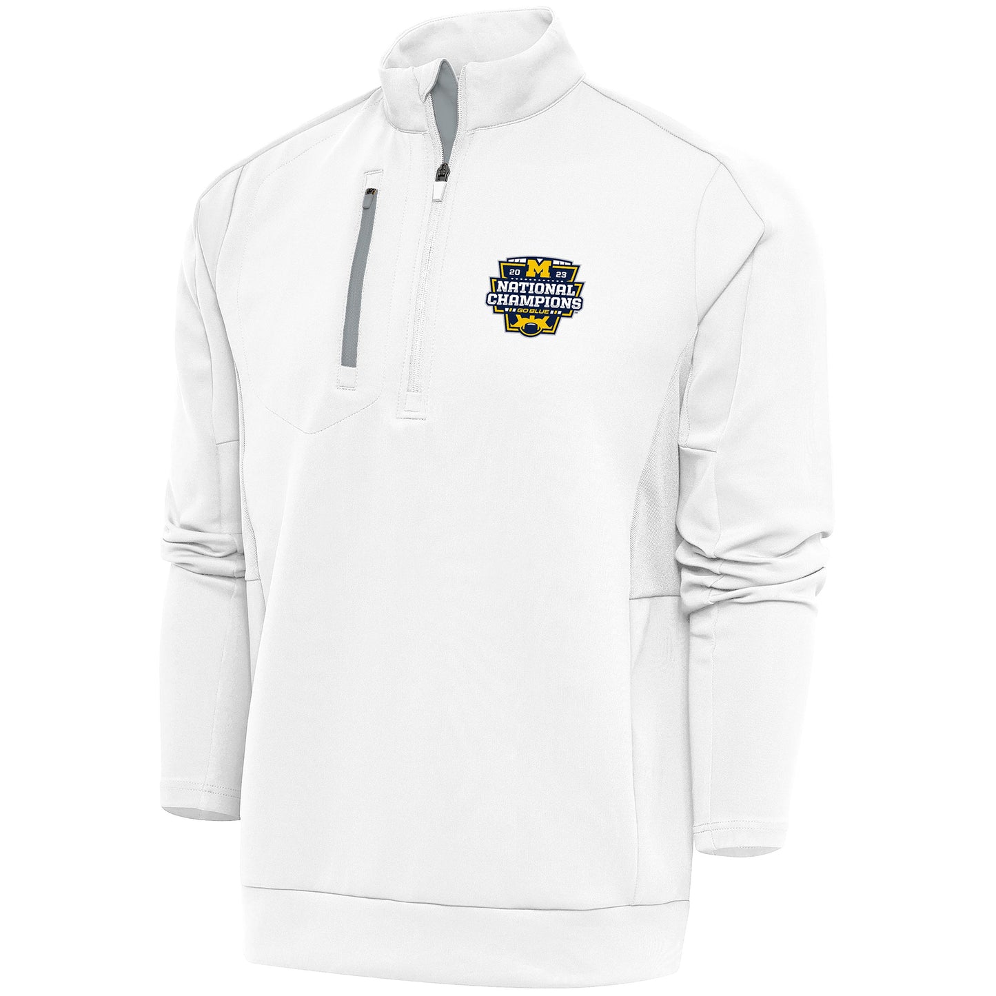 Men's Antigua White Michigan Wolverines College Football Playoff 2023 National Champions Generation Quarter-Zip Top