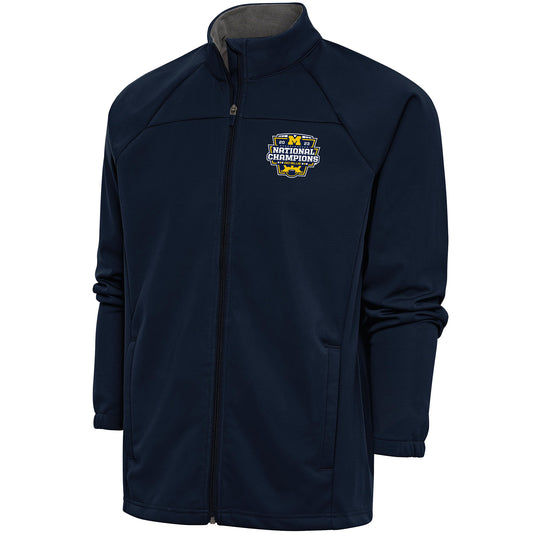 Men's Antigua Navy Michigan Wolverines College Football Playoff 2023 National Champions Links Full-Zip Golf Jacket