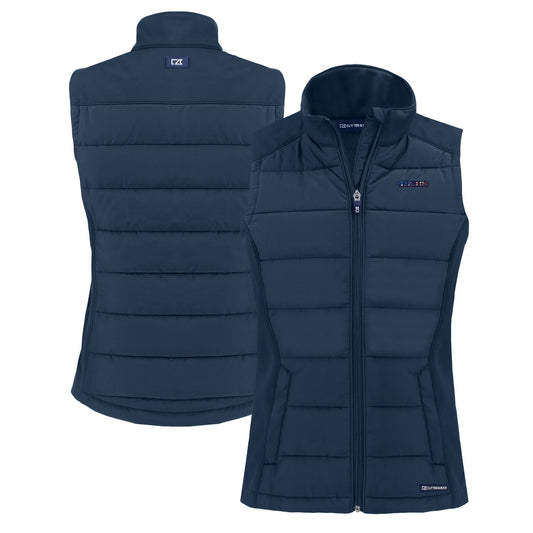 Women's Cutter & Buck  Navy San Francisco 49ers  Evoke Hybrid Eco Softshell Recycled Full-Zip Vest