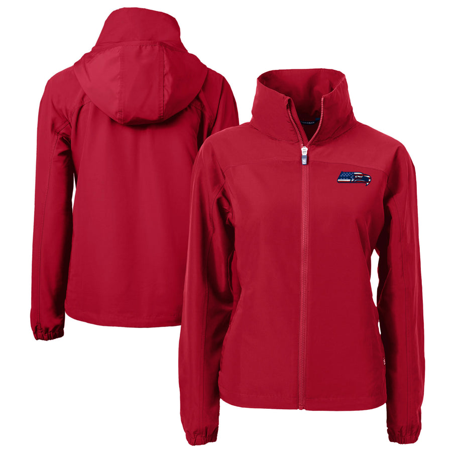 Women's Cutter & Buck  Red Seattle Seahawks   Americana Charter Eco Recycled Full-Zip Jacket