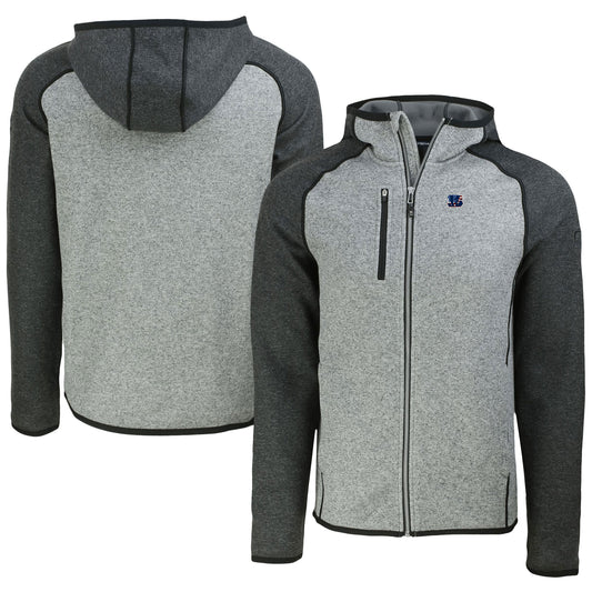 Men's Cutter & Buck Heather Gray/Heather Charcoal Cincinnati Bengals  Americana Mainsail Full-Zip Hooded Jacket