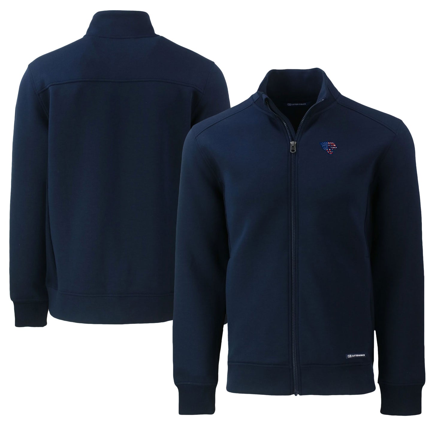 Men's Cutter & Buck Navy Jacksonville Jaguars  Americana Roam Eco Recycled Full-Zip Jacket