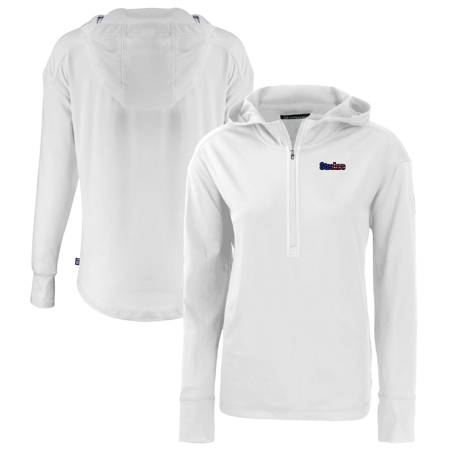 Women's Cutter & Buck  White Pittsburgh Steelers  Daybreak Eco Recycled Half-Zip Hoodie