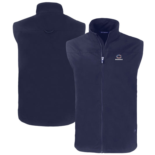 Men's Cutter & Buck Navy Chicago Bears Big & Tall Americana Charter Eco Full-Zip Vest