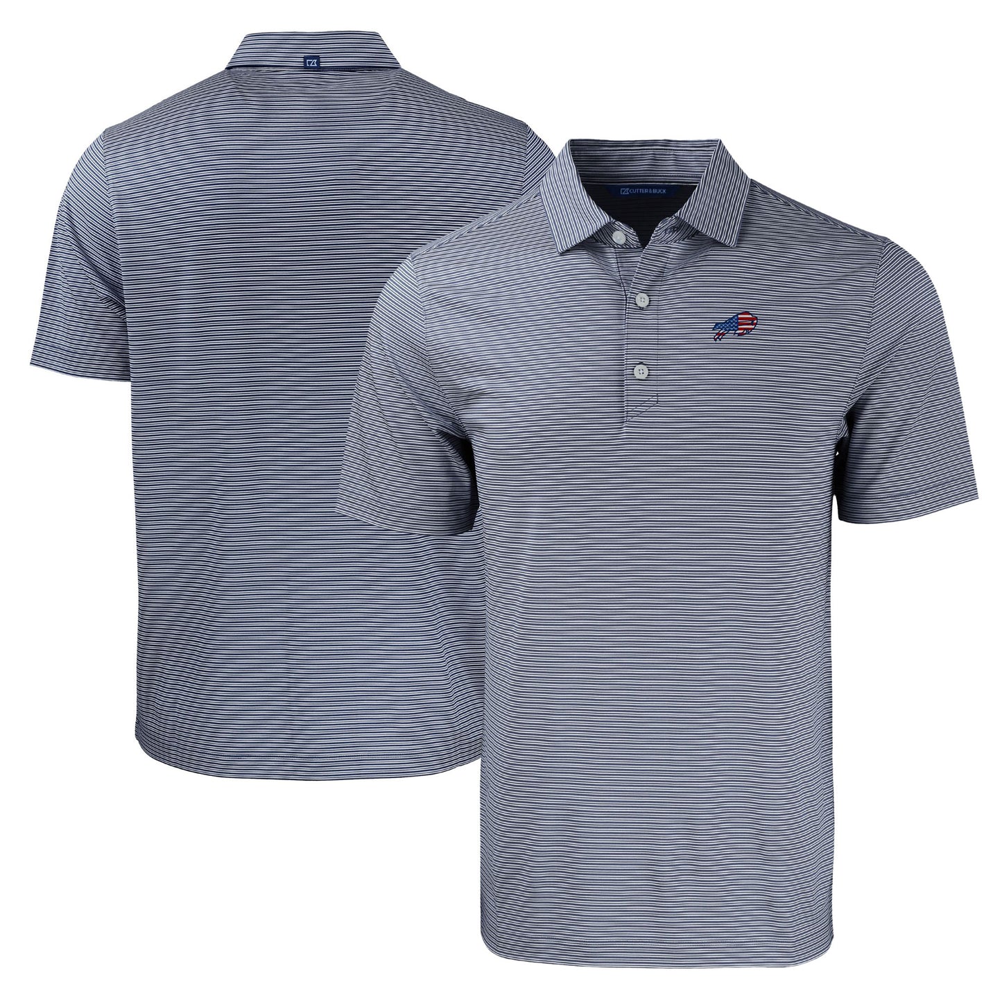 Men's Cutter & Buck Navy Buffalo Bills Big & Tall Americana Forge Eco Double Stripe Stretch Recycled Polo