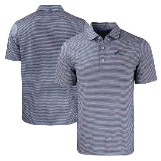 Men's Cutter & Buck Navy Buffalo Bills Big & Tall Americana Forge Eco Double Stripe Stretch Recycled Polo