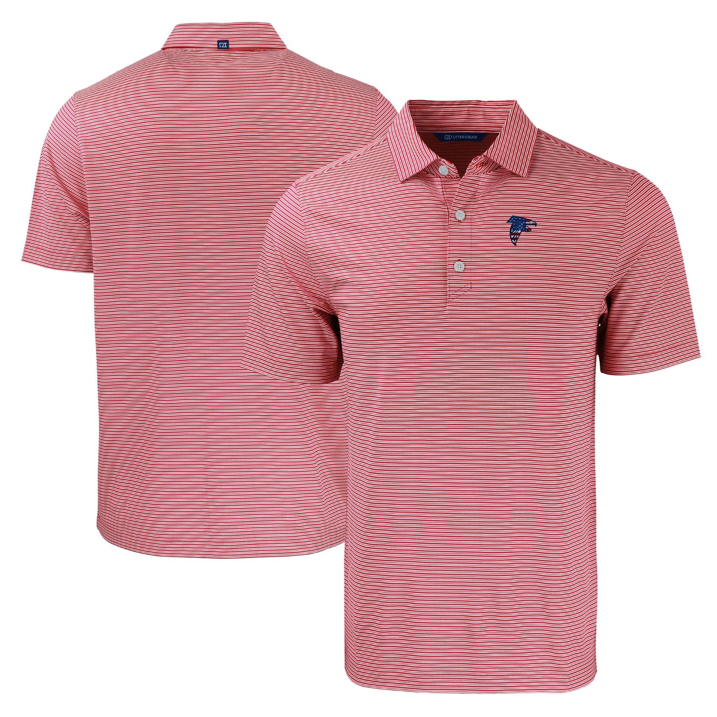 Men's Cutter & Buck Red Atlanta Falcons Big & Tall Americana Forge Eco Double Stripe Stretch Recycled Polo