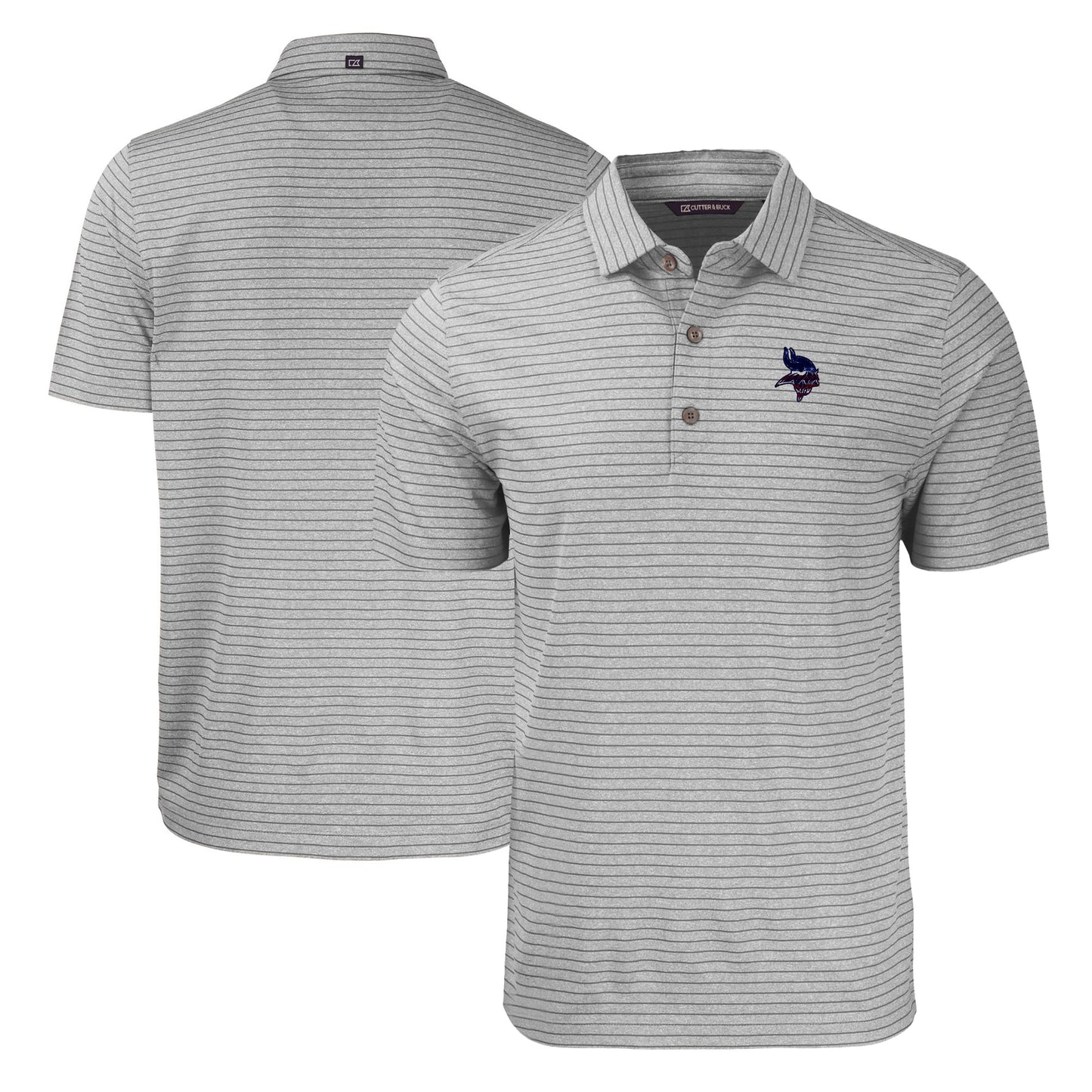 Men's Cutter & Buck Heather Gray Minnesota Vikings Big & Tall Americana Forge Eco Heather Stripe Stretch Recycled Polo