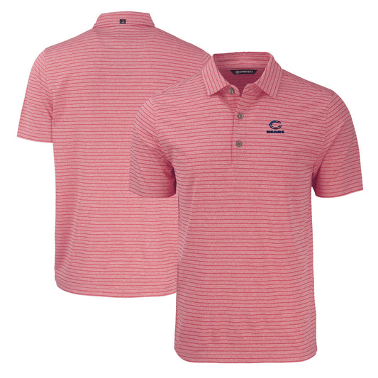 Men's Cutter & Buck Heather Red Chicago Bears Big & Tall Americana Forge Eco Heather Stripe Stretch Recycled Polo