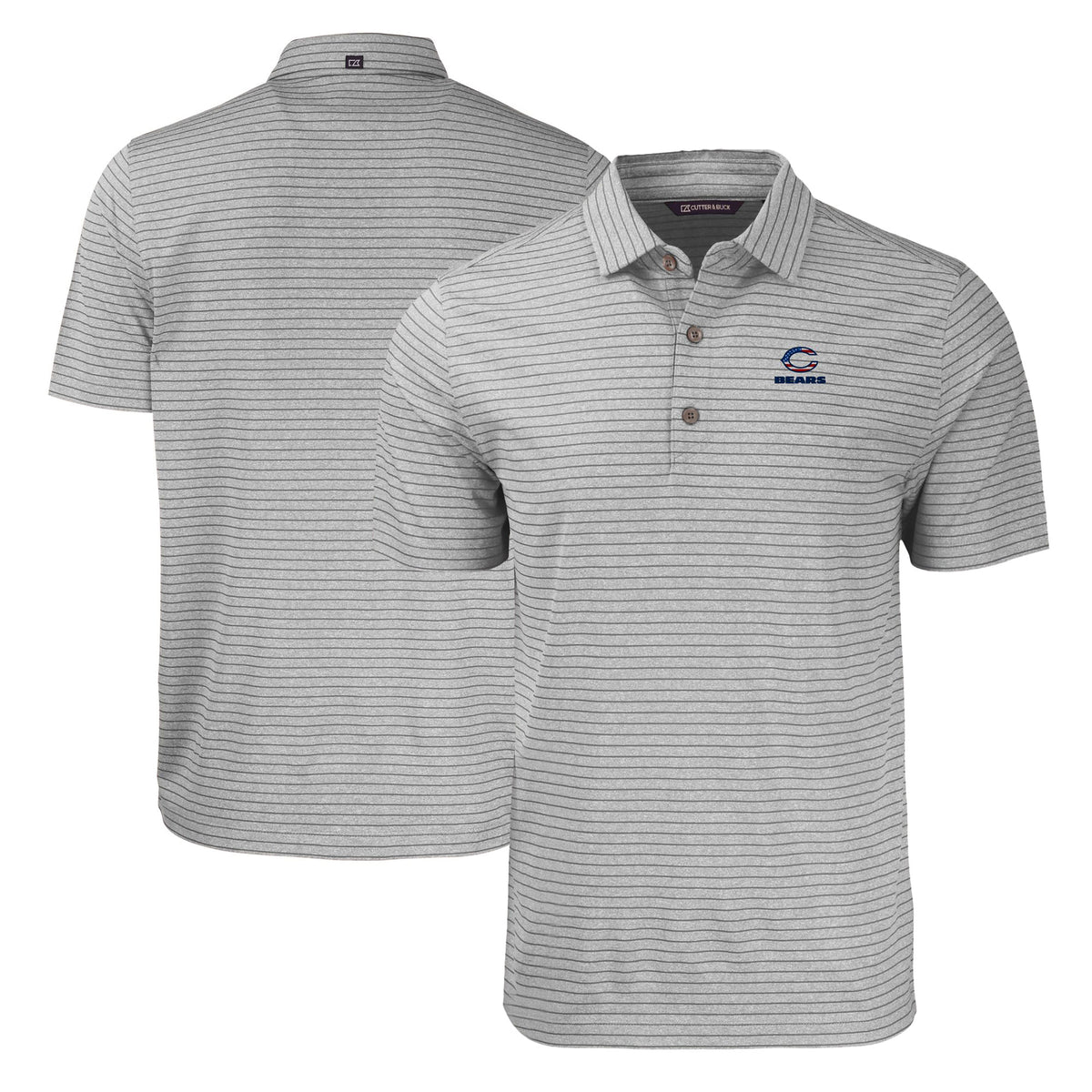 Men's Cutter & Buck Heather Gray Chicago Bears Big & Tall Americana Forge Eco Heather Stripe Stretch Recycled Polo