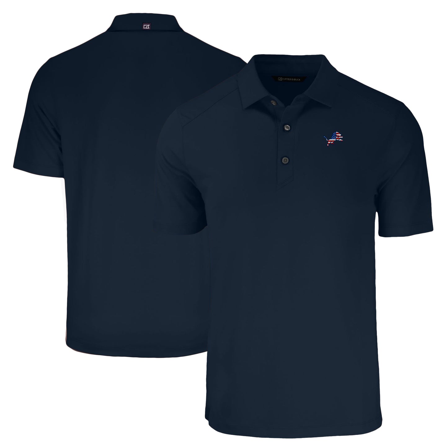 Men's Cutter & Buck Navy Detroit Lions Big & Tall Americana Forge Eco Stretch Recycled Polo