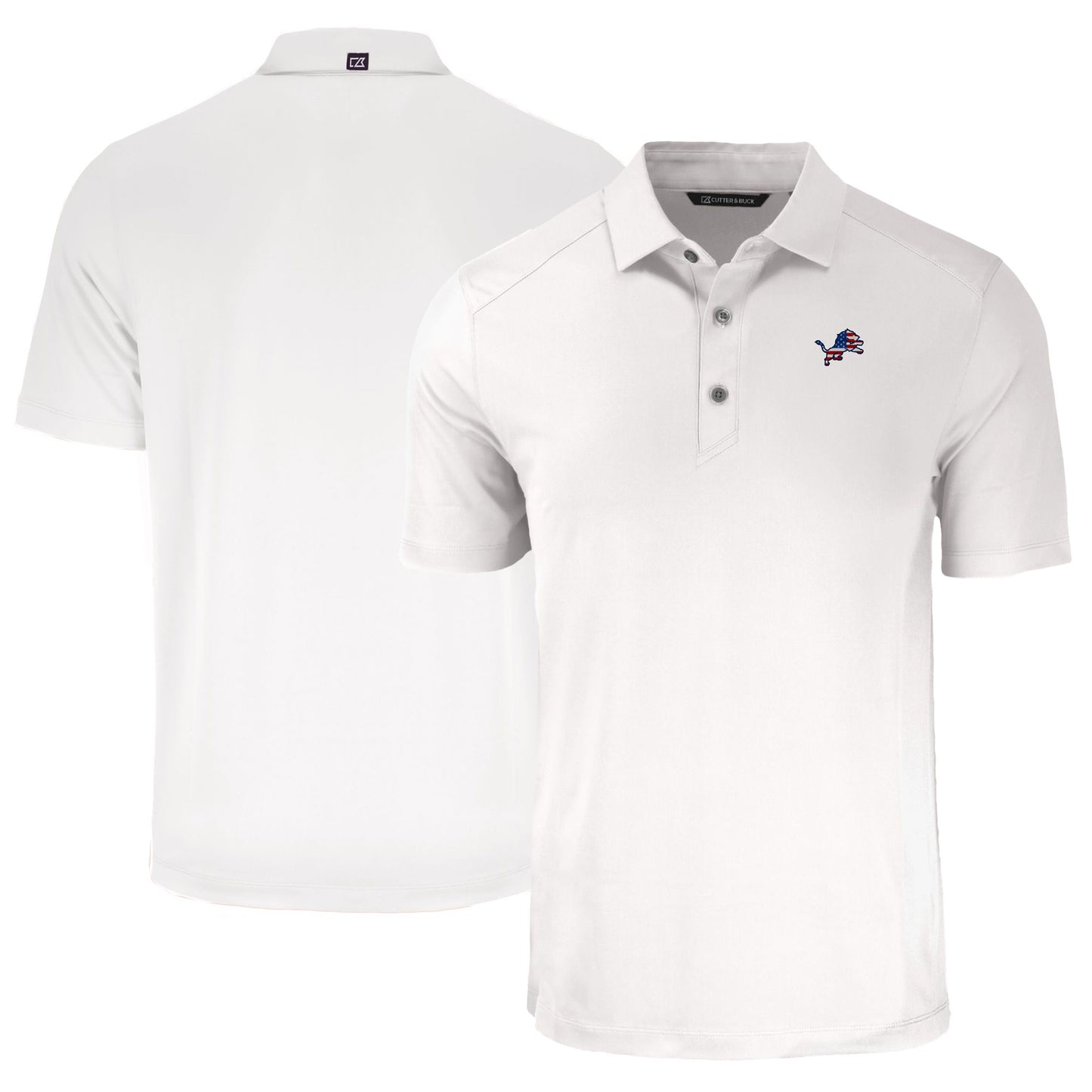 Men's Cutter & Buck White Detroit Lions Big & Tall Americana Forge Eco Stretch Recycled Polo