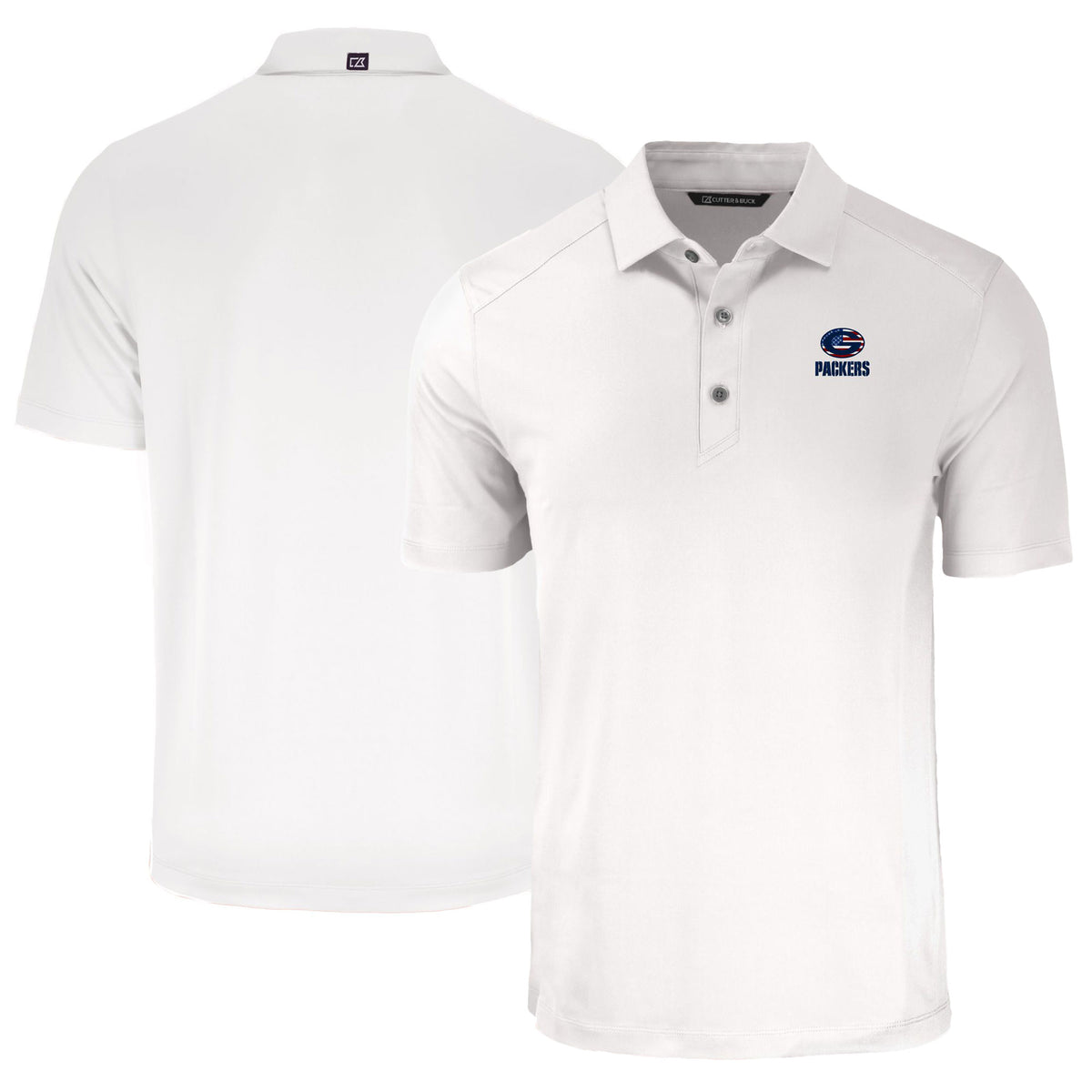 Men's Cutter & Buck White Green Bay Packers Big & Tall Americana Forge Eco Stretch Recycled Polo