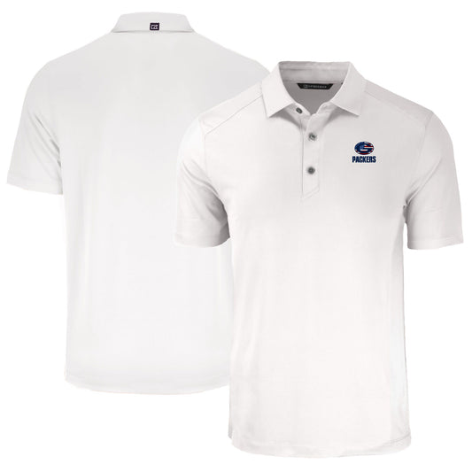 Men's Cutter & Buck White Green Bay Packers Big & Tall Americana Forge Eco Stretch Recycled Polo