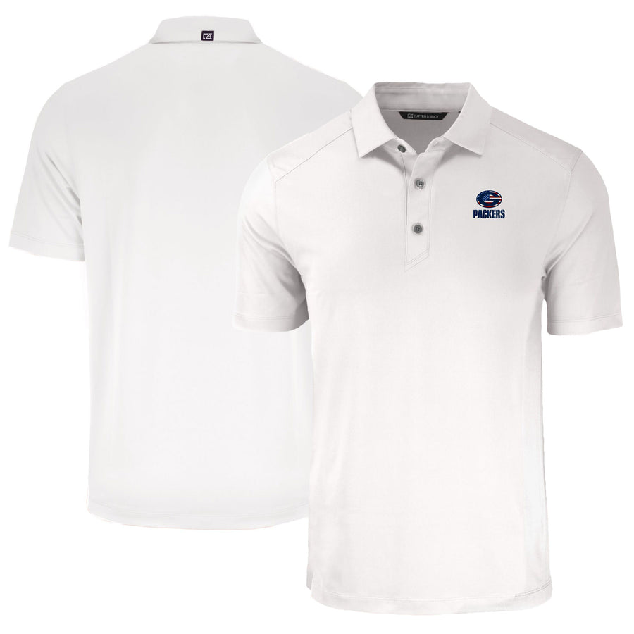Men's Cutter & Buck White Green Bay Packers Big & Tall Americana Forge Eco Stretch Recycled Polo