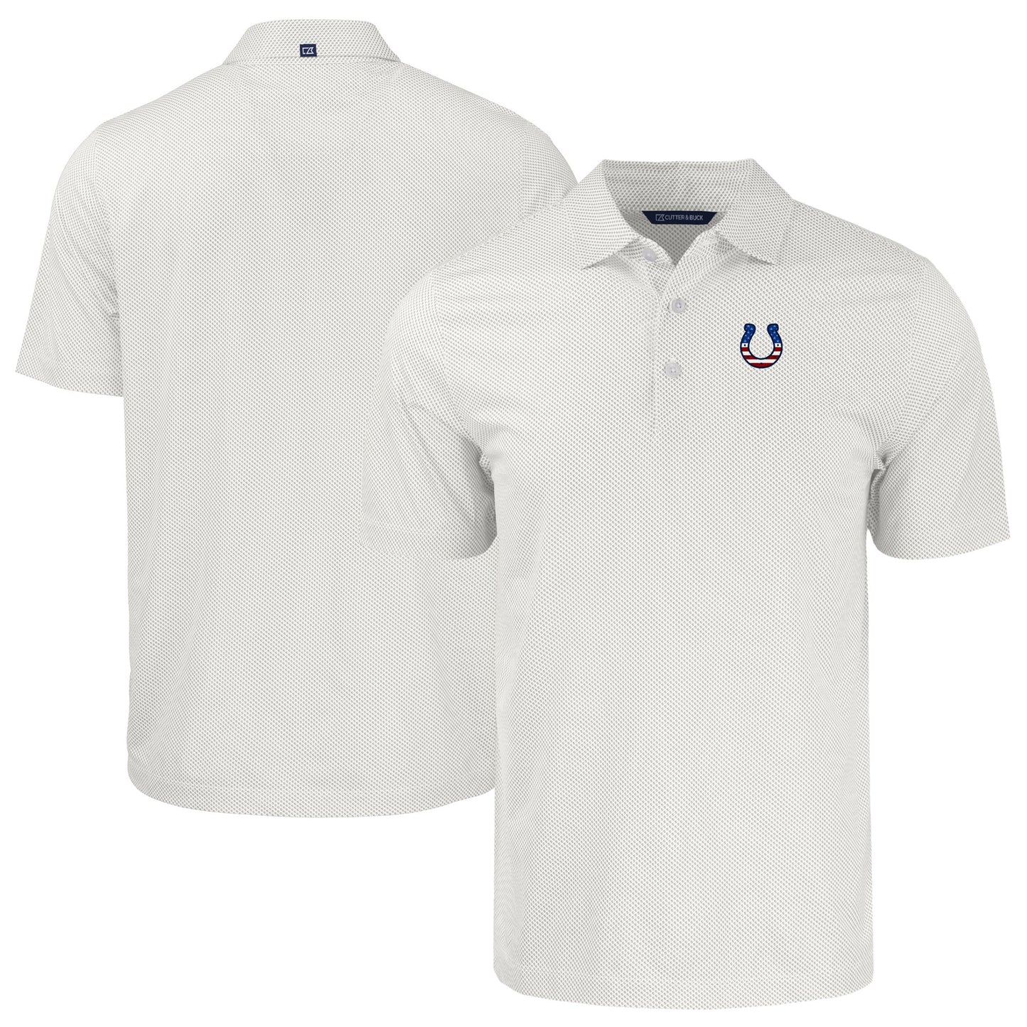 Men's Cutter & Buck White Indianapolis Colts Big & Tall Americana Pike Eco Symmetry Print Stretch Recycled Polo