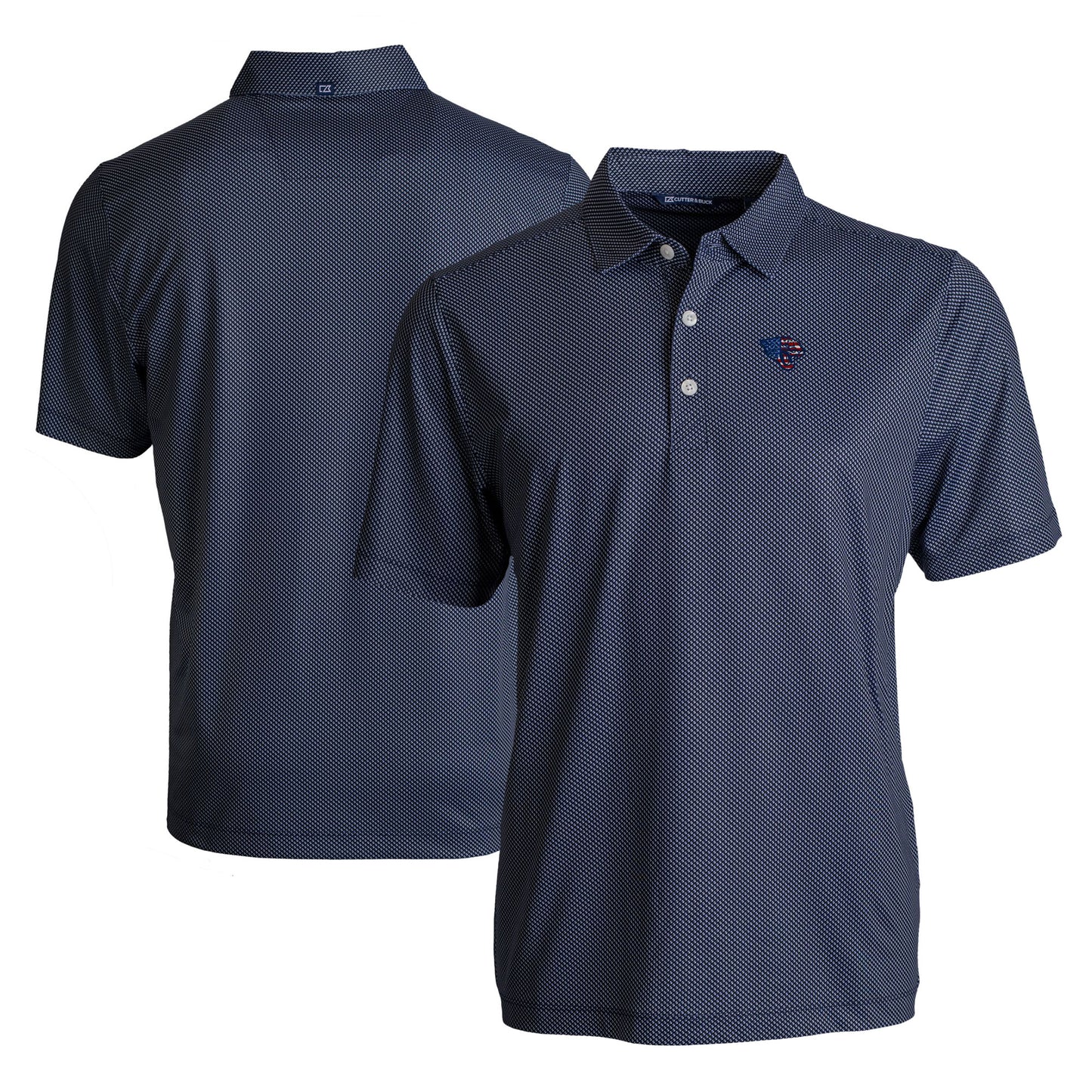Men's Cutter & Buck Navy Jacksonville Jaguars Big & Tall Americana Pike Eco Symmetry Print Stretch Recycled Polo