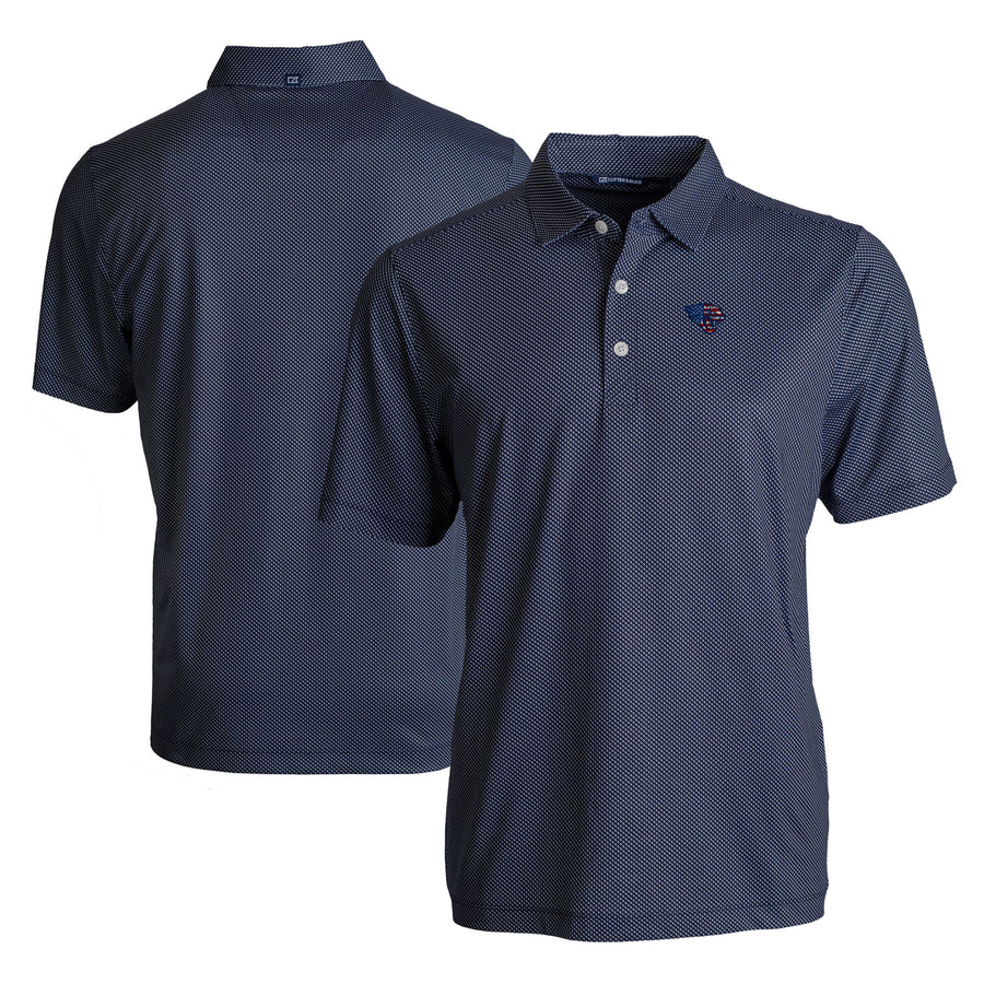 Men's Cutter & Buck Navy Jacksonville Jaguars Big & Tall Americana Pike Eco Symmetry Print Stretch Recycled Polo