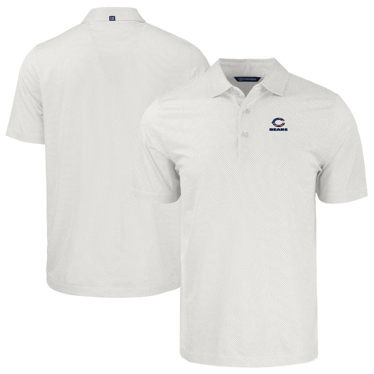Men's Cutter & Buck White Chicago Bears Big & Tall Americana Pike Eco Symmetry Print Stretch Recycled Polo