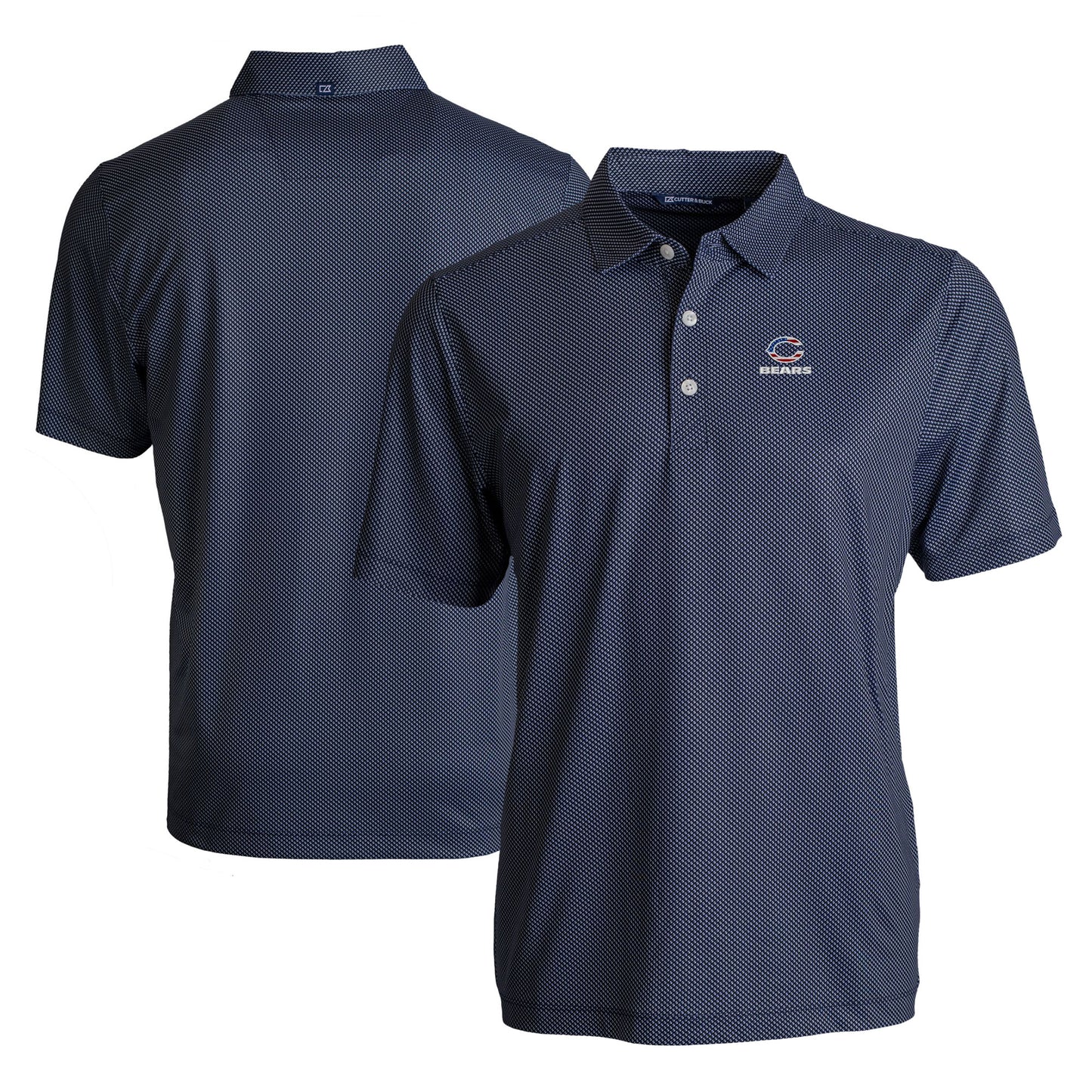 Men's Cutter & Buck Navy Chicago Bears Big & Tall Americana Pike Eco Symmetry Print Stretch Recycled Polo