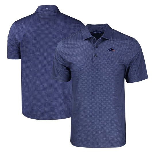 Men's Cutter & Buck Navy Baltimore Ravens Big & Tall Americana Pike Eco Tonal Geo Print Stretch Recycled Polo