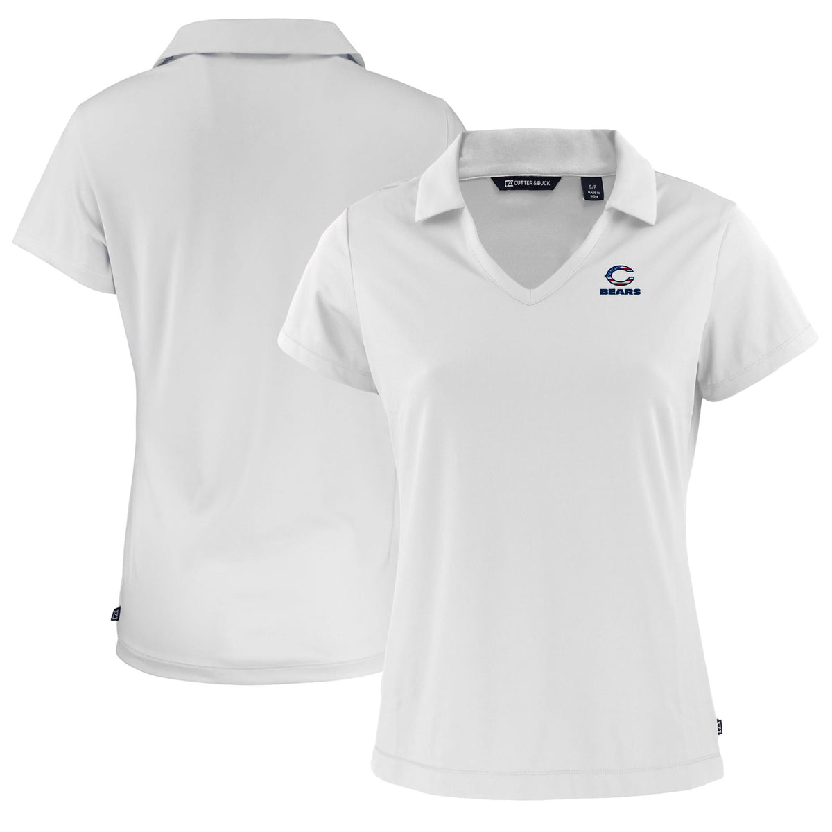 Women's Cutter & Buck  White Chicago Bears  Daybreak Eco Recycled V-neck Polo