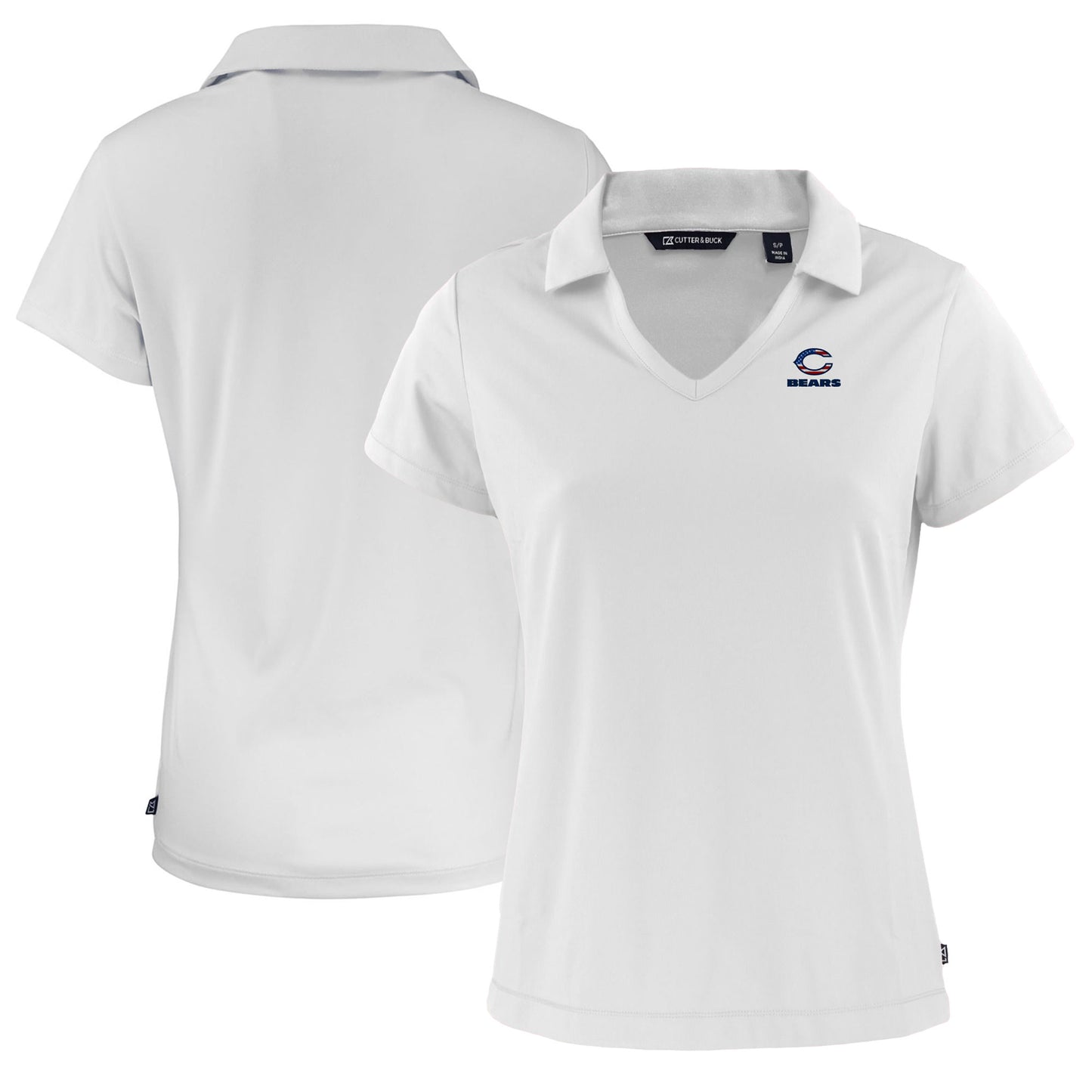 Women's Cutter & Buck  White Chicago Bears  Daybreak Eco Recycled V-neck Polo