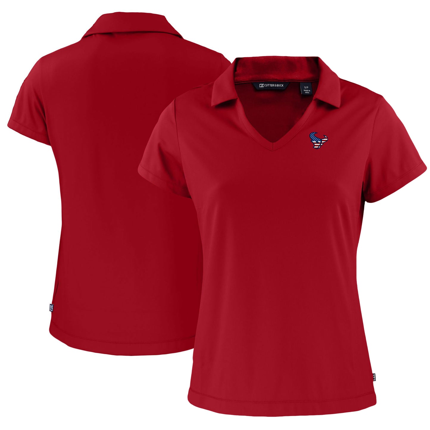 Women's Cutter & Buck  Red Houston Texans  Daybreak Eco Recycled V-neck Polo