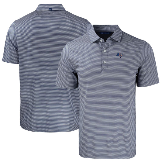 Men's Cutter & Buck Navy Tampa Bay Buccaneers  Americana Forge Eco Double Stripe Stretch Recycled Polo