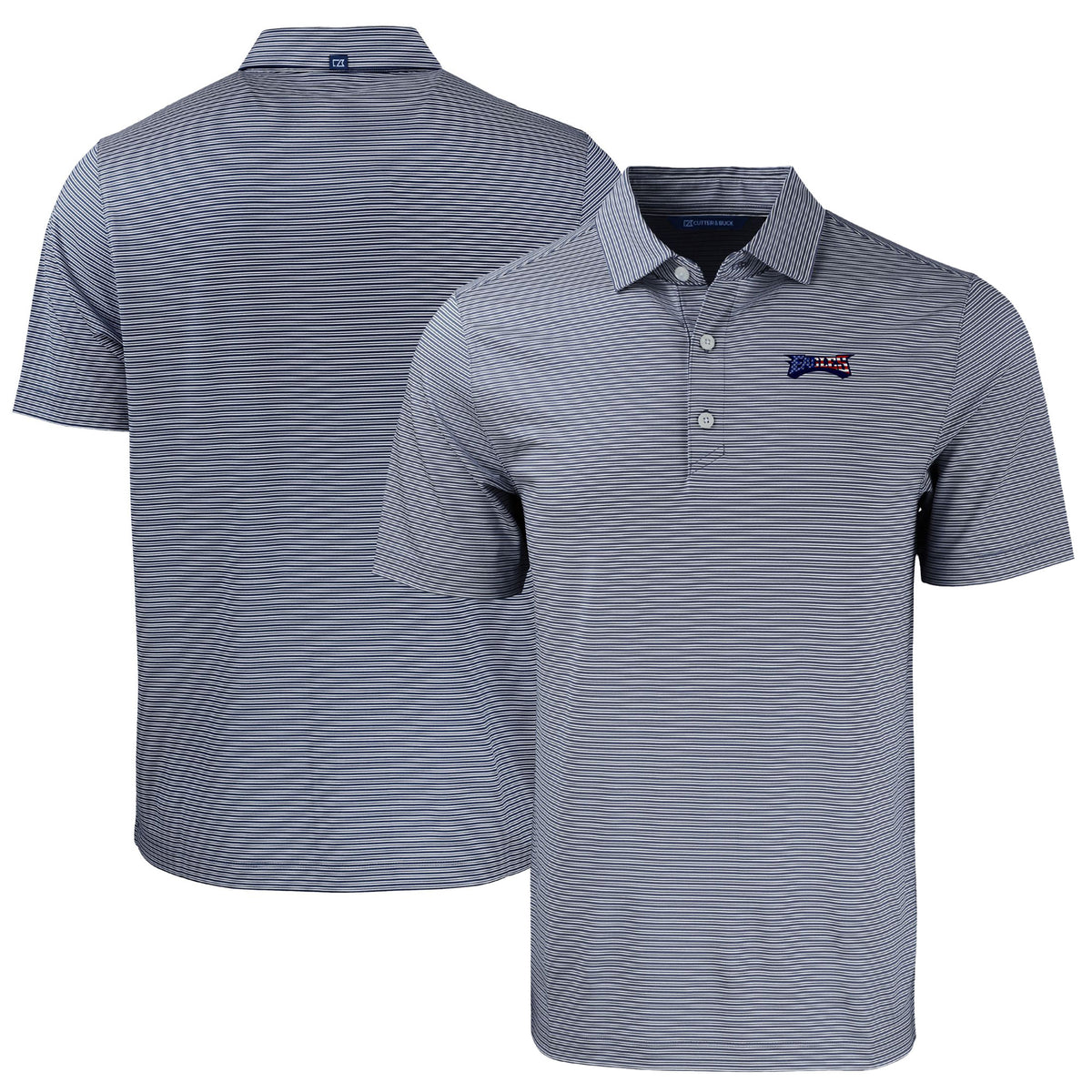 Men's Cutter & Buck Navy Philadelphia Eagles  Americana Forge Eco Double Stripe Stretch Recycled Polo