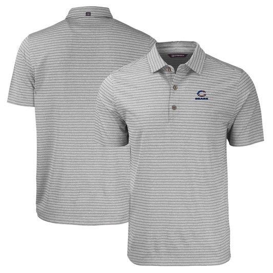 Men's Cutter & Buck Heather Gray Chicago Bears  Americana Forge Eco Heather Stripe Stretch Recycled Polo