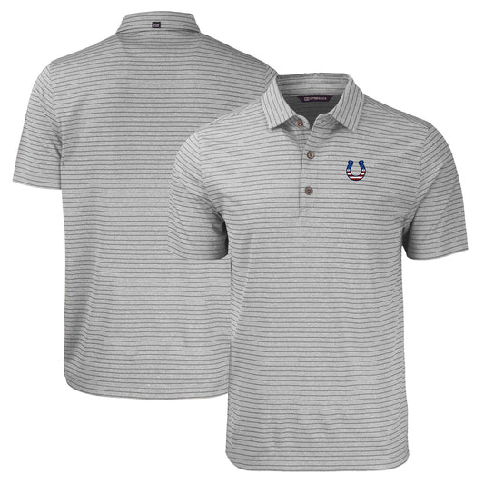 Men's Cutter & Buck Heather Gray Indianapolis Colts  Americana Forge Eco Heather Stripe Stretch Recycled Polo