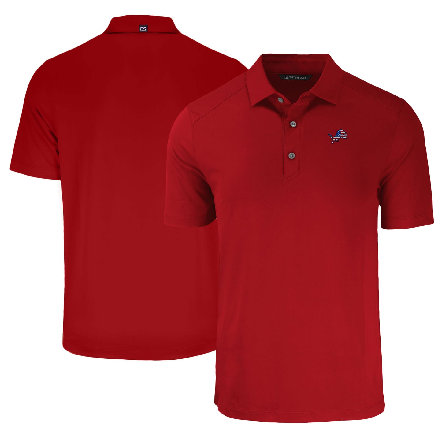 Men's Cutter & Buck Red Detroit Lions  Americana Forge Eco Stretch Recycled Polo