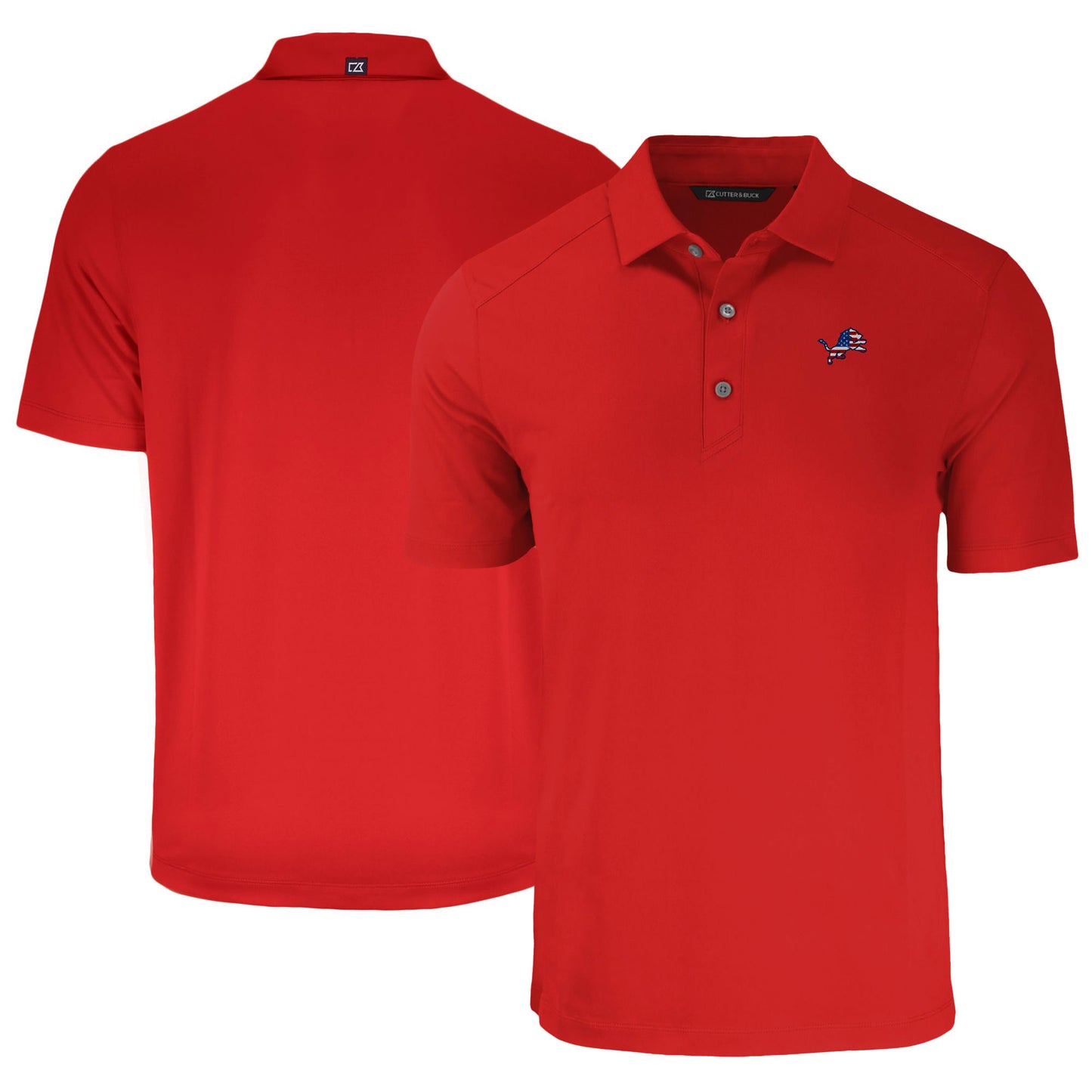 Men's Cutter & Buck Red Detroit Lions  Americana Forge Eco Stretch Recycled Polo