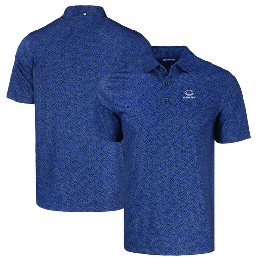 Men's Cutter & Buck Navy Chicago Bears  Americana Pike Eco Pebble Print Stretch Recycled Polo