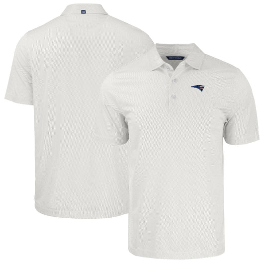 Men's Cutter & Buck White New England Patriots  Americana Pike Eco Symmetry Print Stretch Recycled Polo