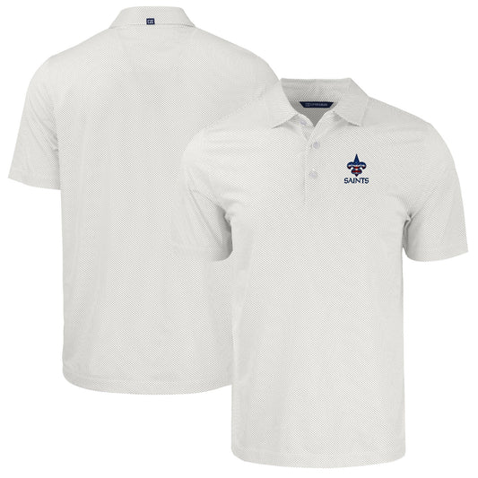 Men's Cutter & Buck White New Orleans Saints  Americana Pike Eco Symmetry Print Stretch Recycled Polo