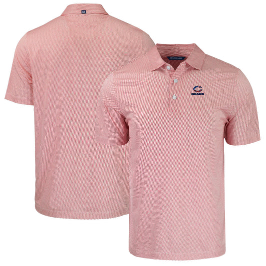 Men's Cutter & Buck Red Chicago Bears  Americana Pike Eco Symmetry Print Stretch Recycled Polo