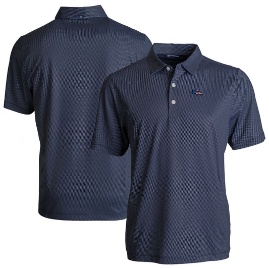 Men's Cutter & Buck Navy Denver Broncos  Americana Pike Eco Symmetry Print Stretch Recycled Polo