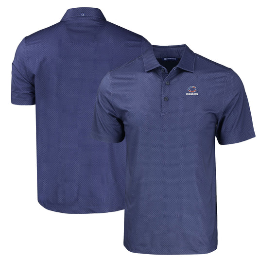 Men's Cutter & Buck Navy Chicago Bears  Americana Pike Eco Tonal Geo Print Stretch Recycled Polo