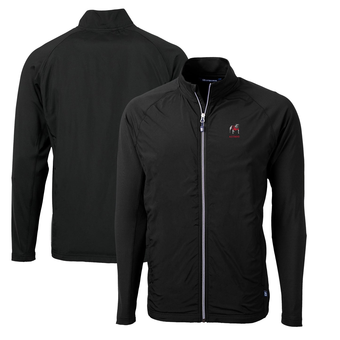 Men's Cutter & Buck  Black Georgia Bulldogs Alumni Logo Adapt Eco Knit Hybrid Recycled Full-Zip Jacket