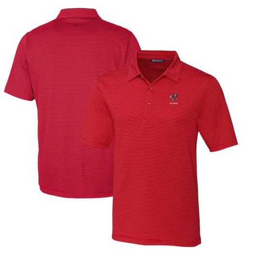 Men's Cutter & Buck Red Georgia Bulldogs Alumni Logo Forge DryTec Pencil Stripe Stretch Polo