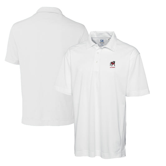 Men's Cutter & Buck White Georgia Bulldogs Alumni Logo CB DryTec Genre Textured Solid Polo